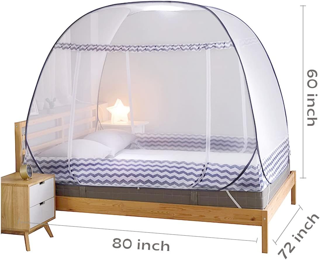 Jsanh Mosquito Net for Bed Large Pop UP Mosquito Netting with Bottom for Twin Queen King Size Bed Foldable Mosquito Nets for Baby Adults 80 x 72 x 60 inch