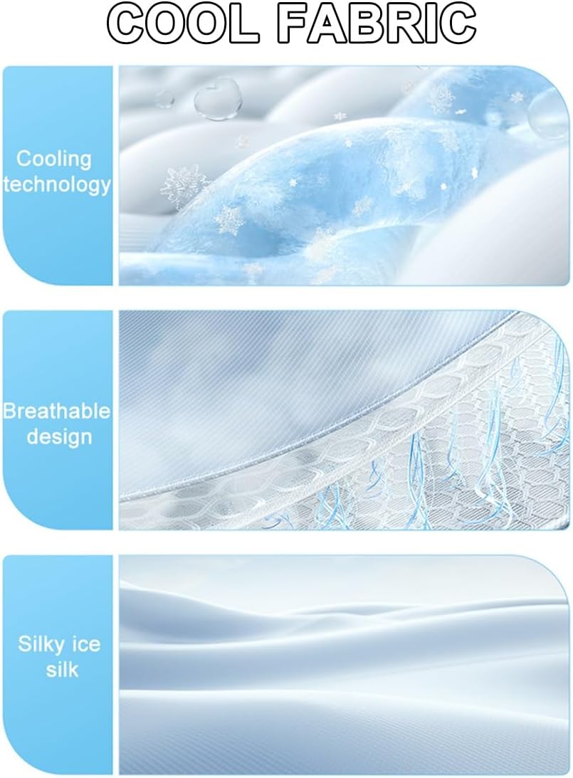 Cooling Pad for Sleeping Ice Silk Rattan Matting, Summer Sleeping Mat 3 Piece Set, Good Heat Conduction Mattress Topper Pad for Summer Hot Sleepers(Gris,150 * 200cm)