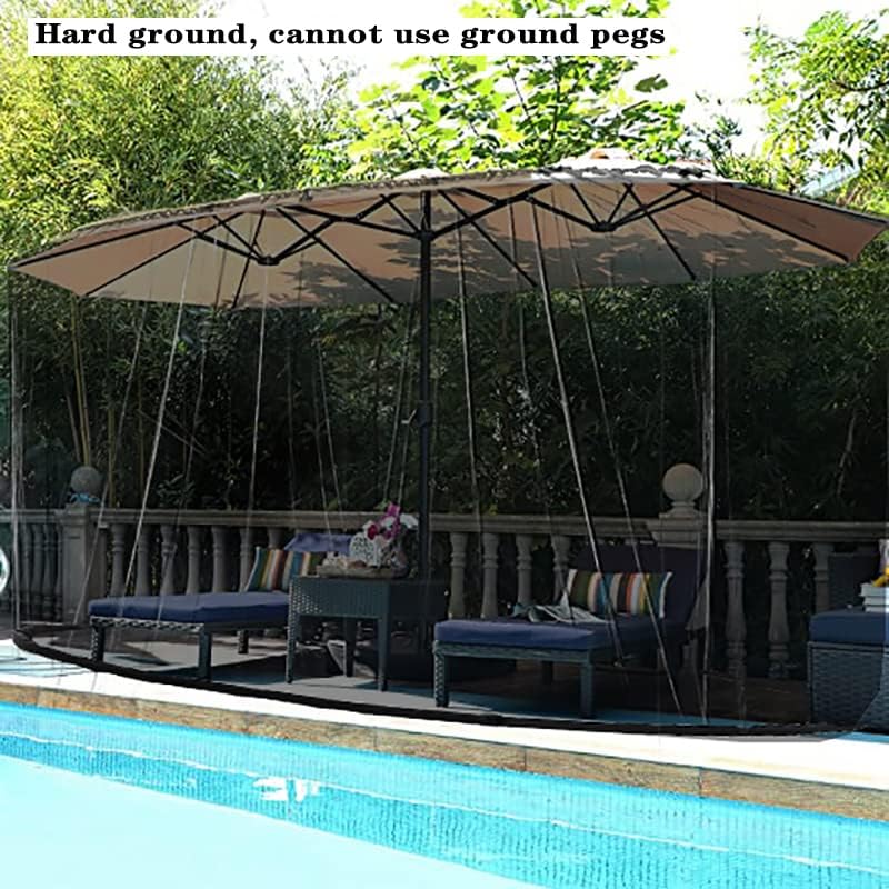 15FT Mosquito Netting for Patio Umbrella Double Sided Patio Umbrella Canopy Netting &10X10 Ft Gazebo (Black)(Does Not Contain Gazebo Patio Umbrela) (15FT Black)