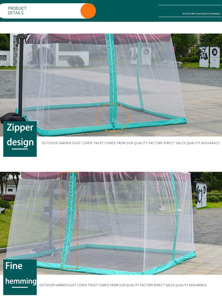10ft Patio Mosquito Netting Patio Umbrella Cover Mosquito Netting Screen,Windproof Mosquito with Zipper Portable Foldable Umbrella Mosquito Net(10'10'7.6') (Black)