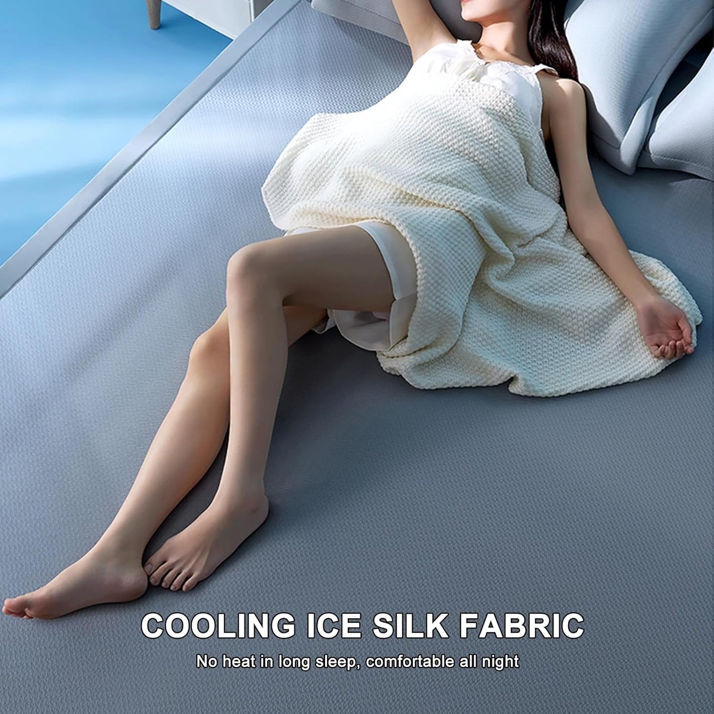 Cooling Pad for Sleeping Ice Silk Rattan Matting, Summer Sleeping Mat 3 Piece Set, Good Heat Conduction Mattress Topper Pad for Summer Hot Sleepers(Gris,150 * 200cm)