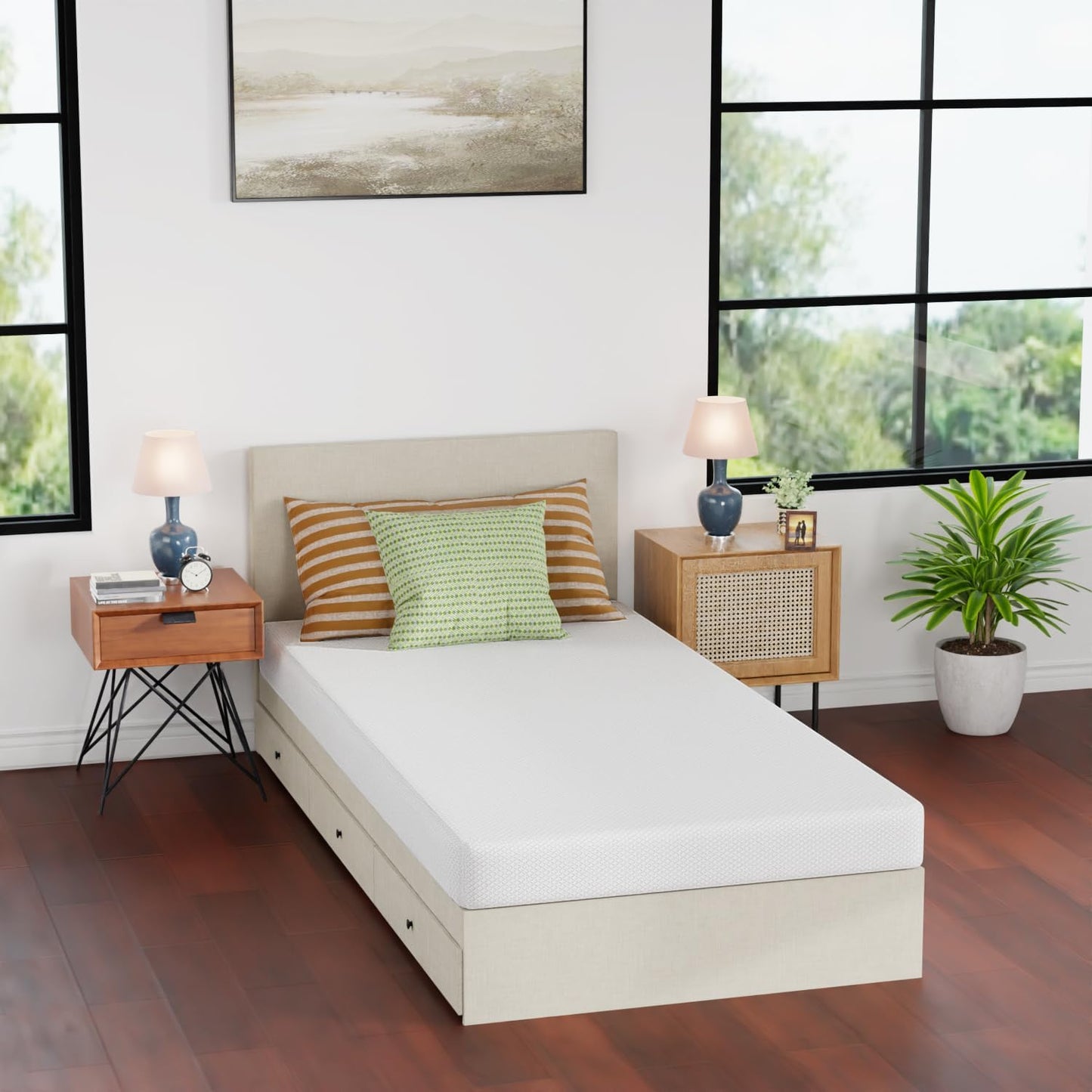 FDW 8 inch Twin Mattress Gel Memory Foam Mattress for Cool Sleep & Pressure Relief, Medium Firm Mattresses CertiPUR-US Certified/Bed-in-a-Box/Pressure Relieving (8 in, Twin)