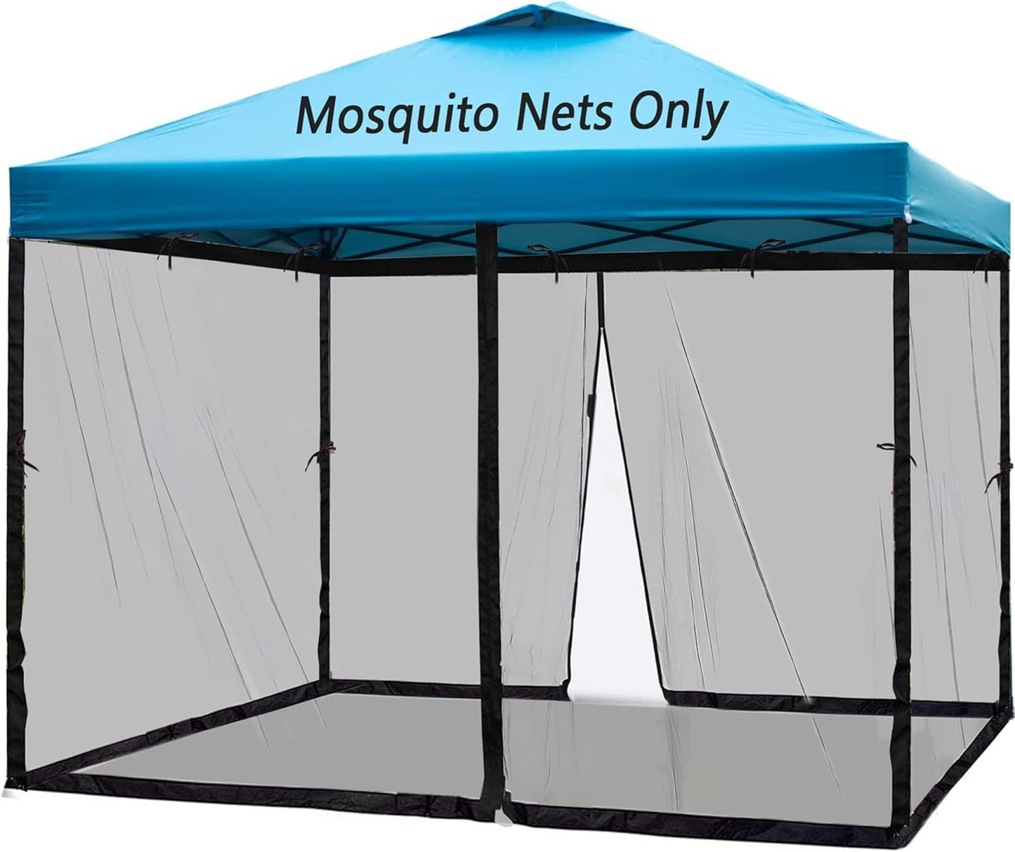 10x10 Mosquito Netting for Patio Camping Gazebo/Pop Up Canopy Tent,Double Door Side Screen Easy Installation Black(Only Mosquito Net No Frame) (Embedded 10x10)