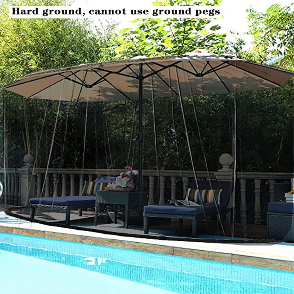 Mosquito Neting for 15FT Double-Sided Patio Umbrella Sunbrella Neting Double Zipper Water Pipe Bottom Used and for Patio Gazebo pop up canopy10x10 Interchangeable (Black 15ft)