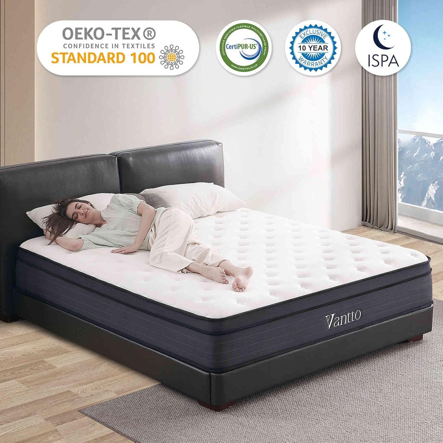 Queen Size Mattress, 12 Inch Hybrid Memory Foam Mattress in a Box with Pocket Springs for Motion Isolation Pressure Relief, CertiPUR-US, 100 Nights Trial
