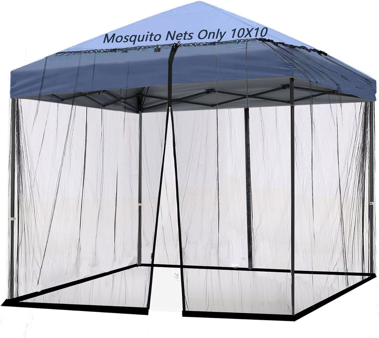 10x10 Mosquito Netting for Patio Camping Gazebo/Pop Up Canopy Tent,Double Door Side Screen Easy Installation Black(Only Mosquito Net No Frame) (Embedded 10x10)