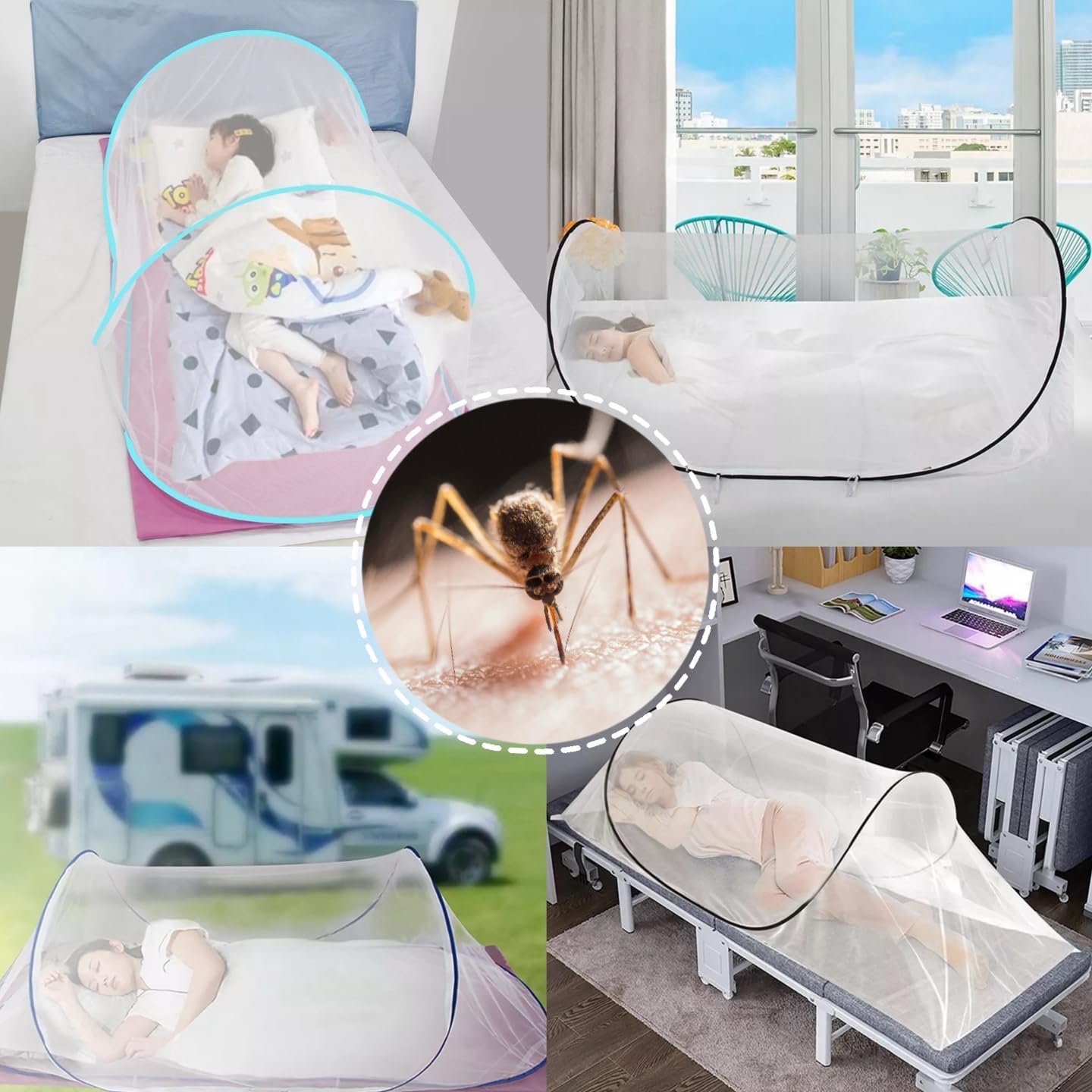 SuperDen Pop Up Mosquito Net Tent for Bed, Camping, Travel, Patio, Outdoor (2 PCS)