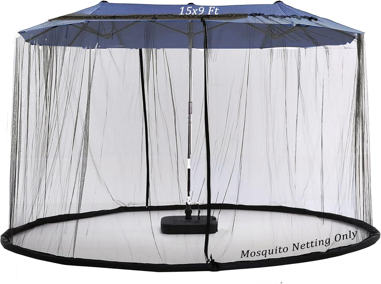 15FT Mosquito Netting for Patio Umbrella Double Sided Patio Umbrella Canopy Netting &10X10 Ft Gazebo (Black)(Does Not Contain Gazebo Patio Umbrela) (15FT Black)