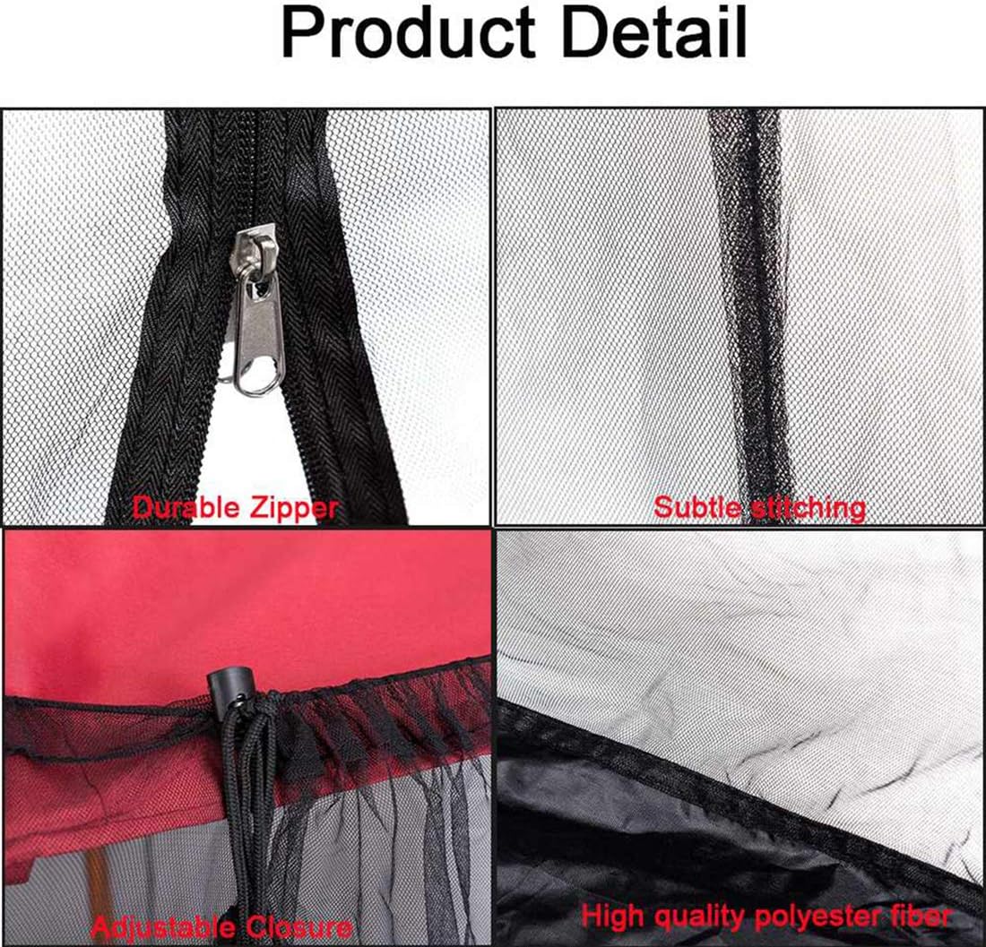 10ft Patio Mosquito Netting Patio Umbrella Cover Mosquito Netting Screen,Windproof Mosquito with Zipper Portable Foldable Umbrella Mosquito Net(10'10'7.6') (Black)
