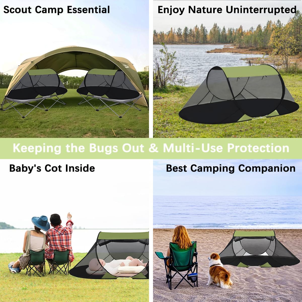 Akiky Pop Up Mosquito Tent for Camping,1 Person Camping Tent with Bug Screen Tent,Mosquito Net Foldable Portable for Adults Kids