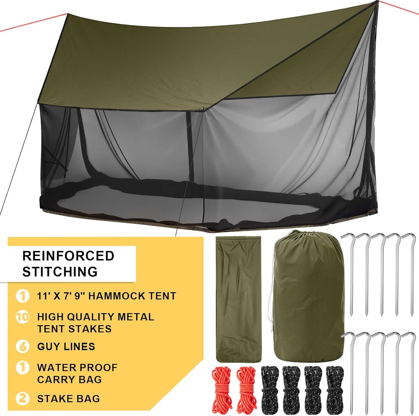 Screen House for Hammock, Backpacking Hammock Tent with Mosquito Net Portable Waterproof Bug Screen Tent for Canoe Picnics Hiking Camping Beach Backyards Outdoor in Summer