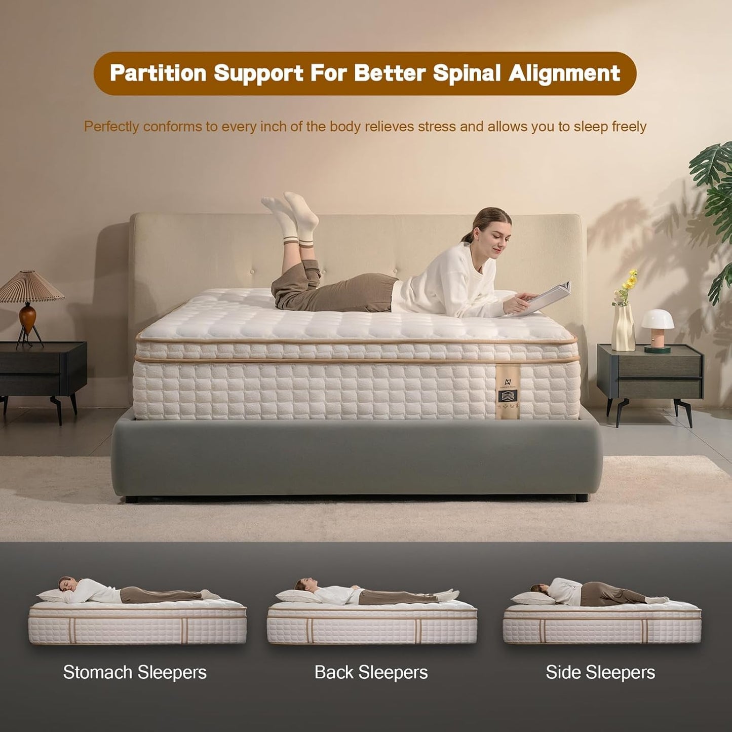 Queen Mattress,12 Inch Queen Size Mattresses in a Box,Memory Foam Hybrid Mattress ,with Individual Pocket Spring for Motion Isolation & Silent Sleep&Lumbar Support & Pressure Relief,Medium Firm