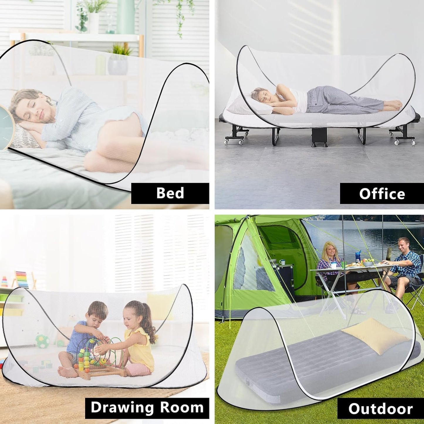 SuperDen Pop Up Mosquito Net Tent for Bed, Camping, Travel, Patio, Outdoor (2 PCS)