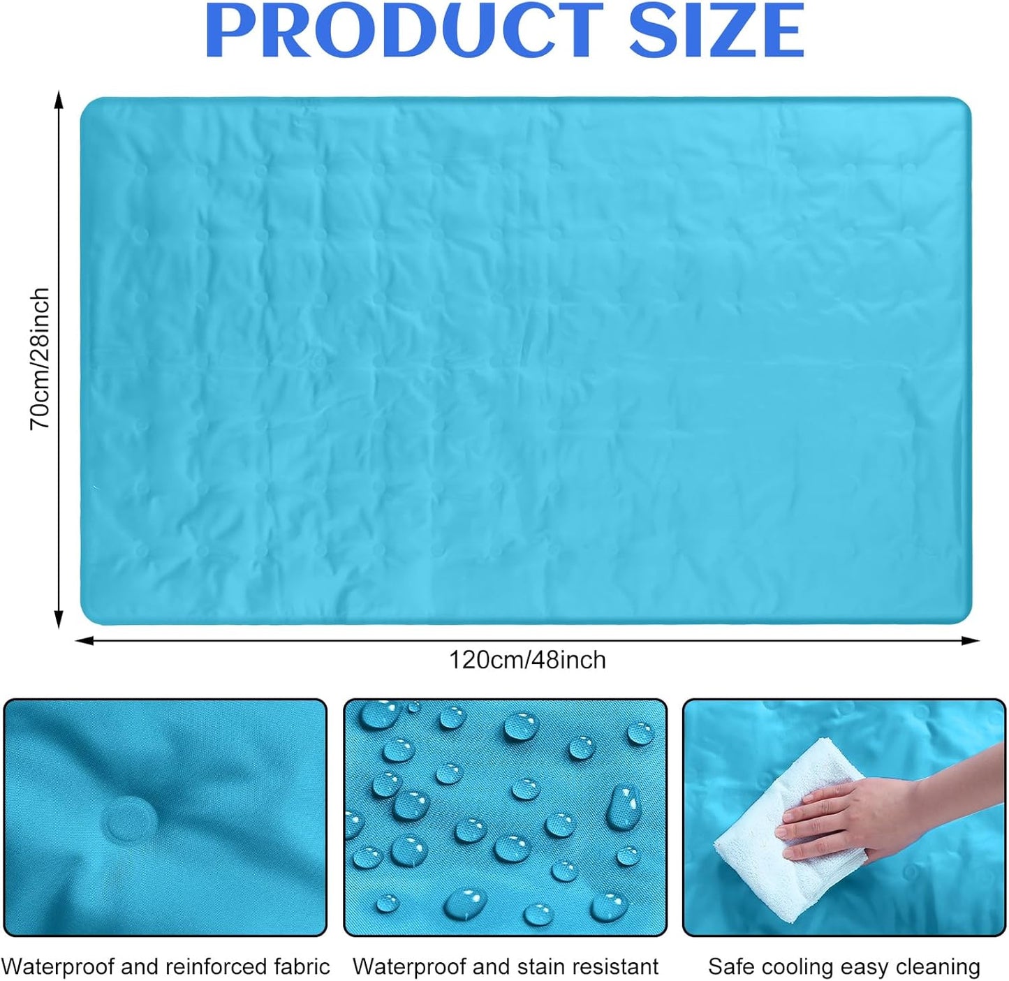 Cooling Pad Mat for Sleep Cooling Mattress Pad Gel for Bed, Relieve Pain, Summer Hot Flashes, Adult, Pets, No Water or Electricity Required(Light Blue,48 x 28 Inch)