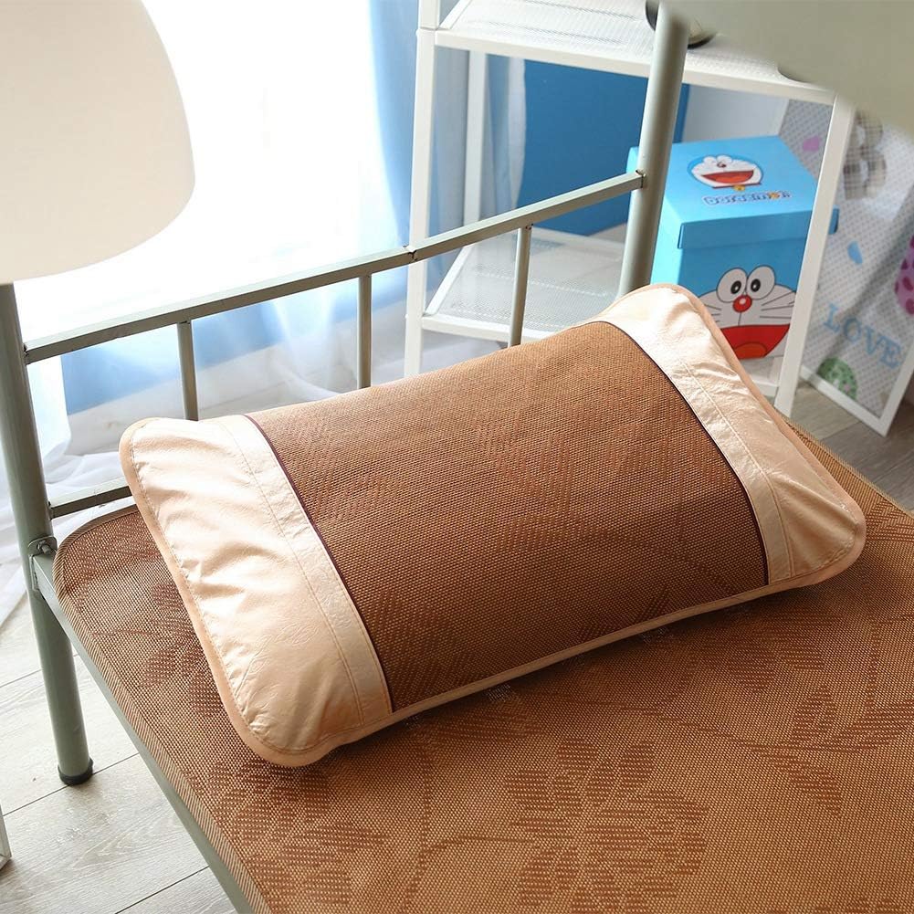 Rattan Cooling Summer Sleeping Pad Home Textile Sleeping Mat Grid Fitted Sheet Summer Cool Bed Cover & Pillow Shams Set(90 * 195cm)