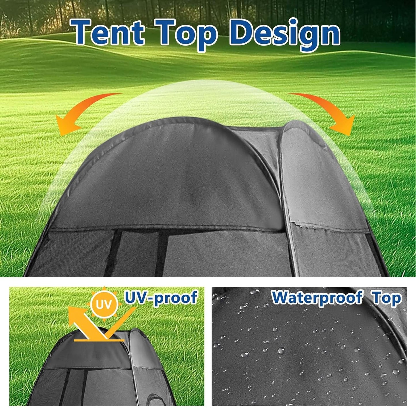 1-Person Camping Chair Pop up Tent, 47"x47"x59" See Through Single Mesh Tent Bugs Barrier Mosquito Net 2 Zipper Doors Outdoor Sports Pod Shelter with Bag for Fishing, Not Included Chair
