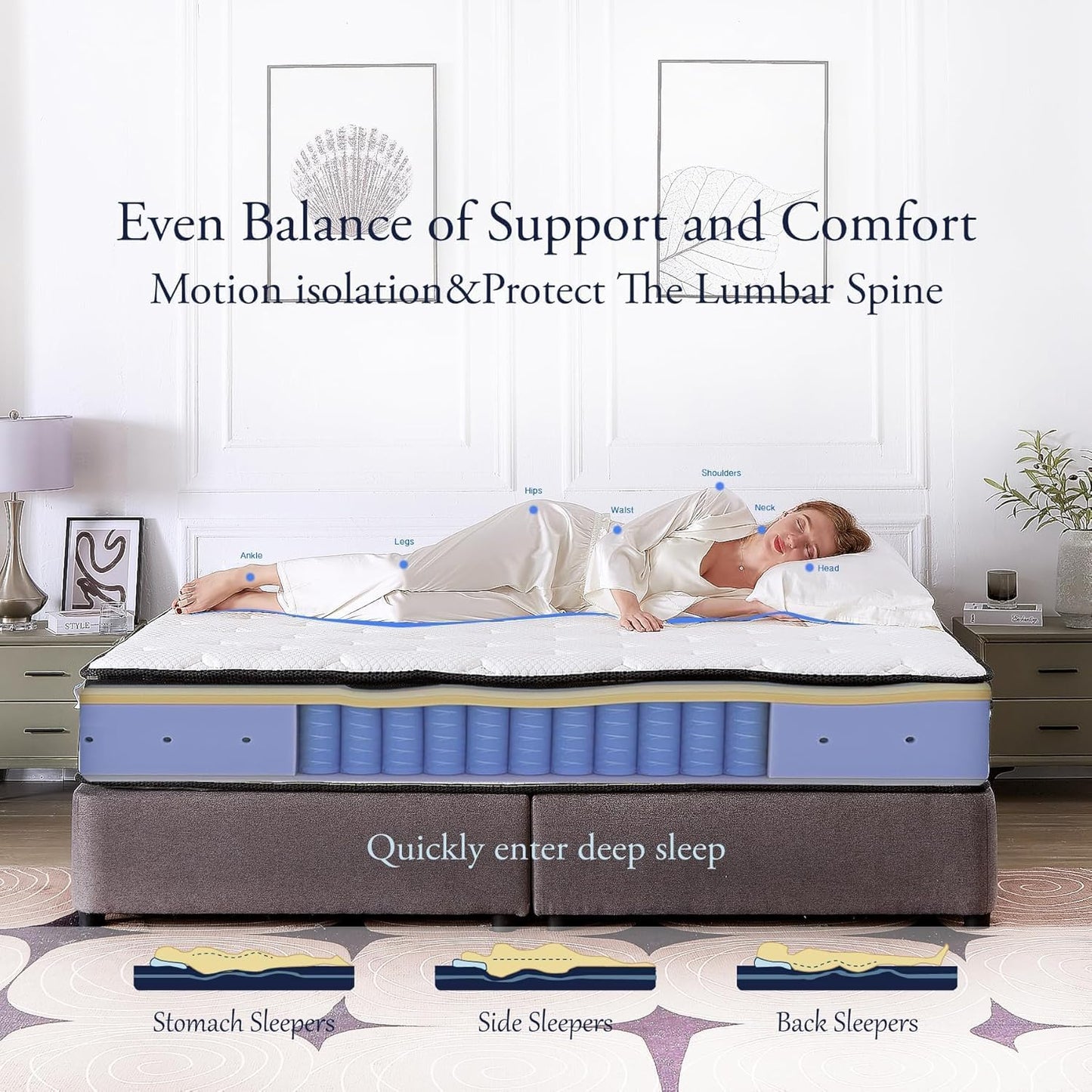 Queen Mattress, 12 inch Memory Foam Hybrid Queen Mattress in a Box with Pocket Springs, Pressure Relief & Motion Isolation, CertiPUR-US Certified, Medium Firm