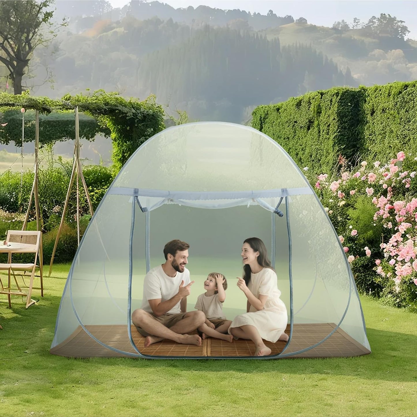 Pop-Up Mosquito Net Tent for Bed, Portable Folding Design Outdoor Camping Bed Tent with Net Bottom for Baby Adults, Easy to Install and Wash for Single/Twin Size Bed 75 x 59 x 39 inch
