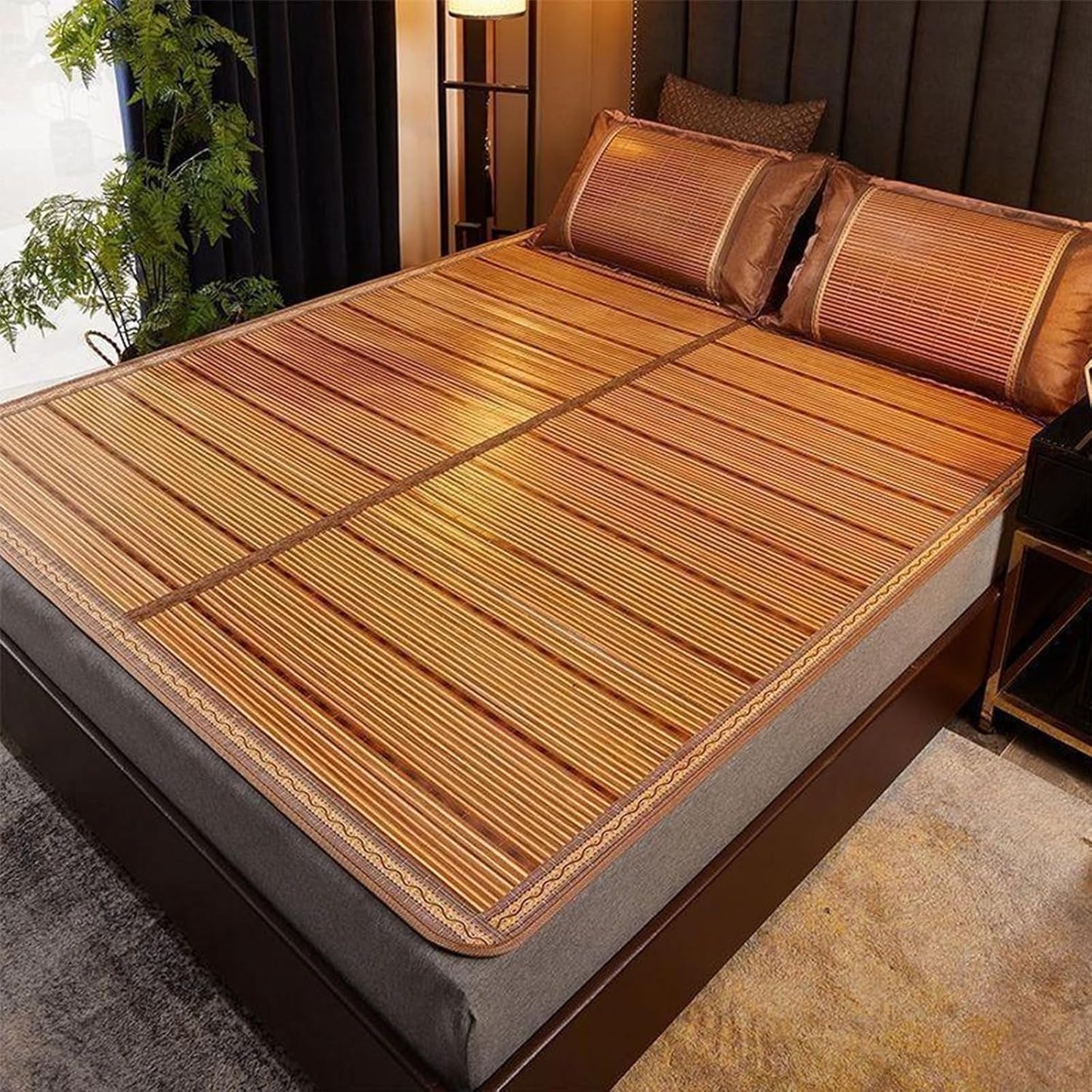 Summer Bamboo Sleeping Mat, Bamboo Summer Sleeping Mat, Bamboo Rugs for Living Room, Rattan Mat, Double-Sided Use,Student Single Double Bed Foldable Refreshing Breathable Sweat Bedding