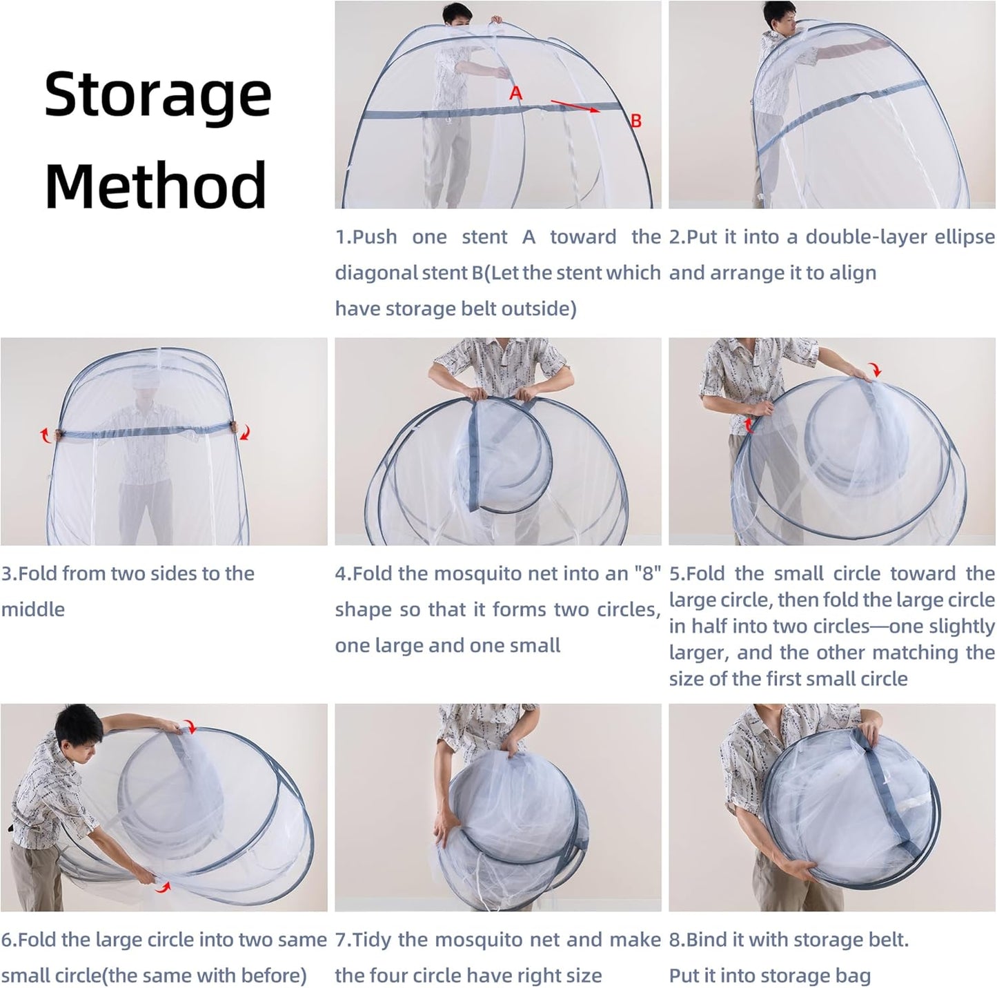 Pop-Up Mosquito Net Tent for Bed, Portable Folding Design Outdoor Camping Bed Tent with Net Bottom for Baby Adults, Easy to Install and Wash for Single/Twin Size Bed 75 x 59 x 39 inch