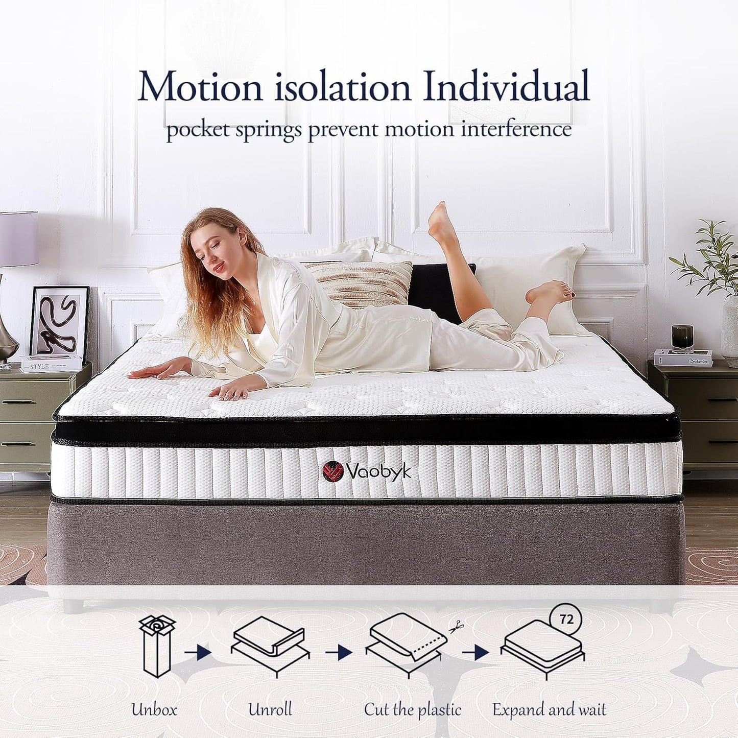 Queen Mattress, 12 inch Memory Foam Hybrid Queen Mattress in a Box with Pocket Springs, Pressure Relief & Motion Isolation, CertiPUR-US Certified, Medium Firm
