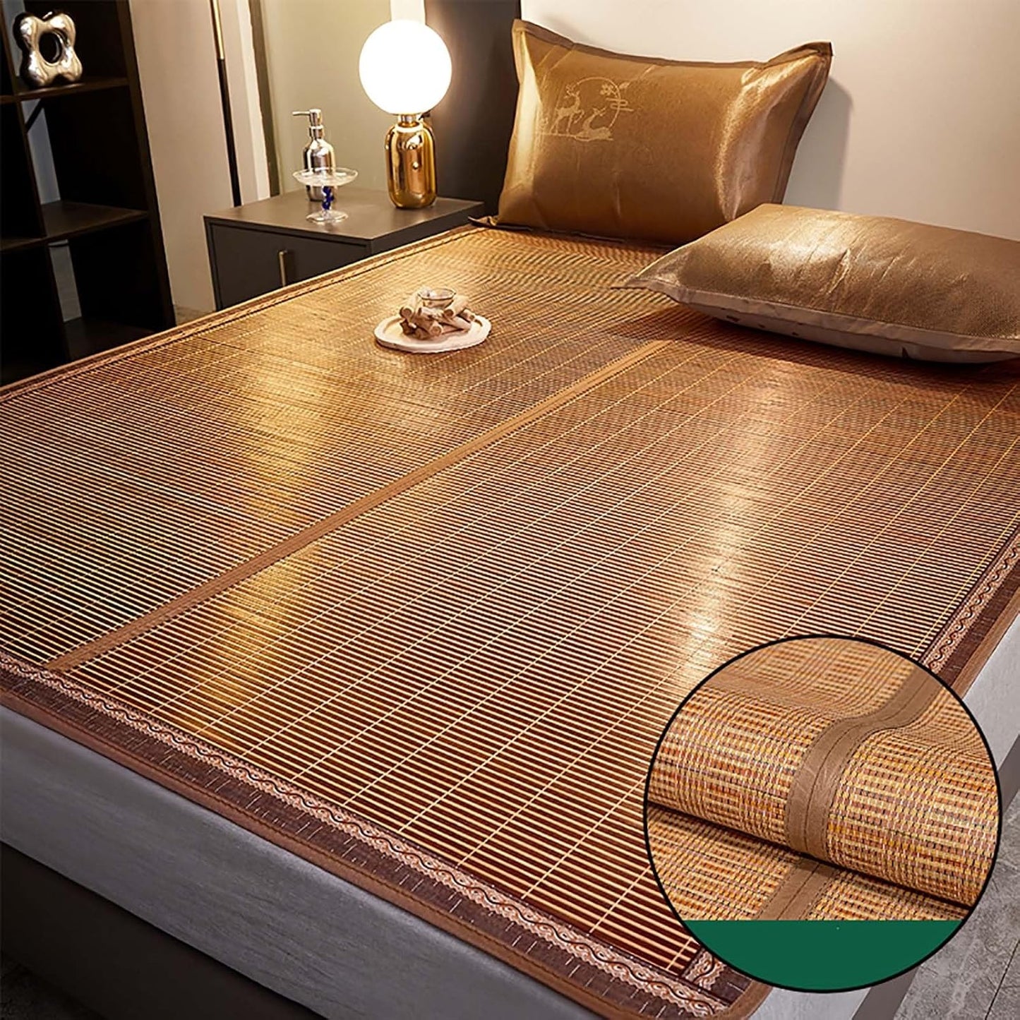 Summer sleeping mat bamboo,Double-Sided Cooling Bed Sheet Air Conditioning Mat,Folding Smooth Air Conditioning Mat for Bed,bamboo bed mat cooling summer sleeping mat,bamboo and rattan woven cooling ma
