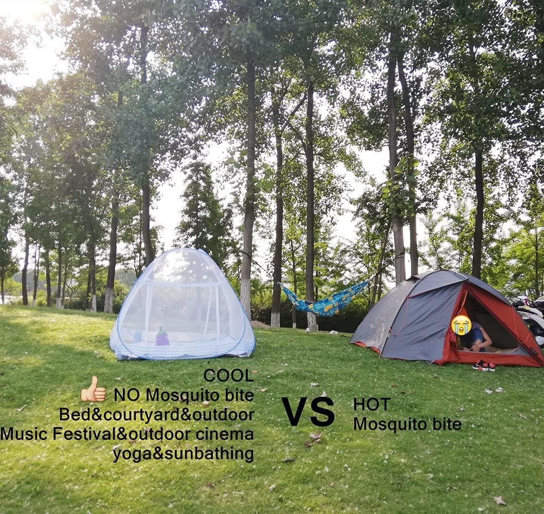 Jsanh Folding Mosquito Net Tent Canopy Curtains for Beds Pop Up King Size Portable Netting with Bottom Baby Adults L80XW72XH62inch