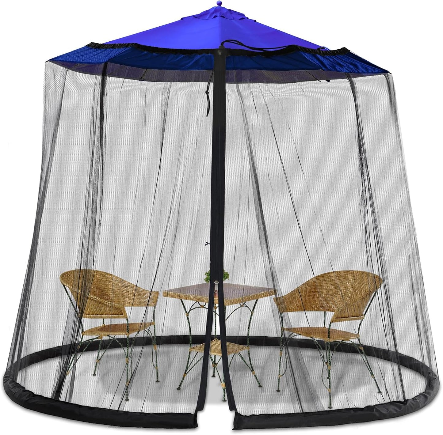 7.5-13FT Patio Mosquito Netting - Mosquito net for Patio Garden and Outdoor Umbrellas with Adjustable Elastic Cord and Zipper Umbrella net