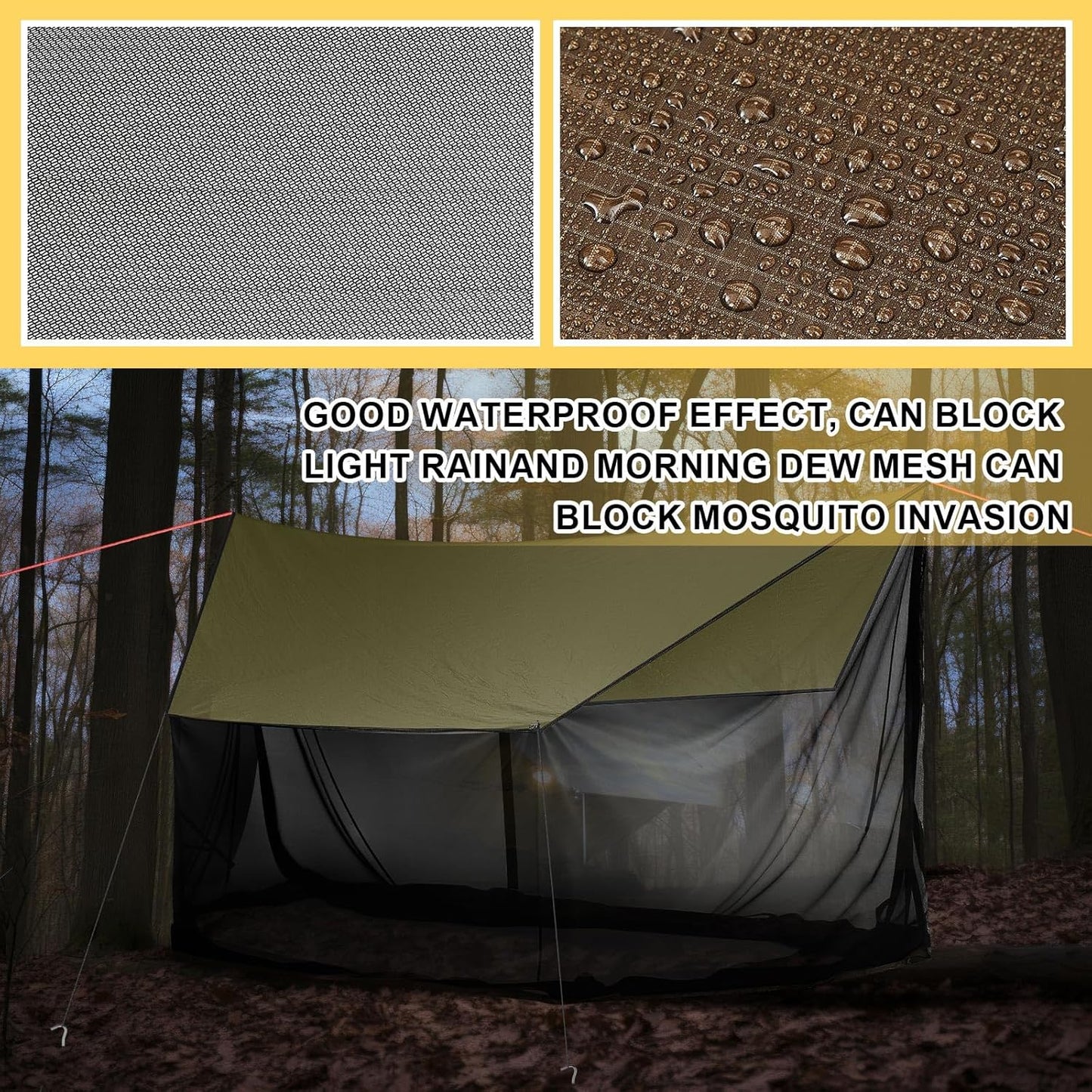 Screen House for Hammock, Backpacking Hammock Tent with Mosquito Net Portable Waterproof Bug Screen Tent for Canoe Picnics Hiking Camping Beach Backyards Outdoor in Summer