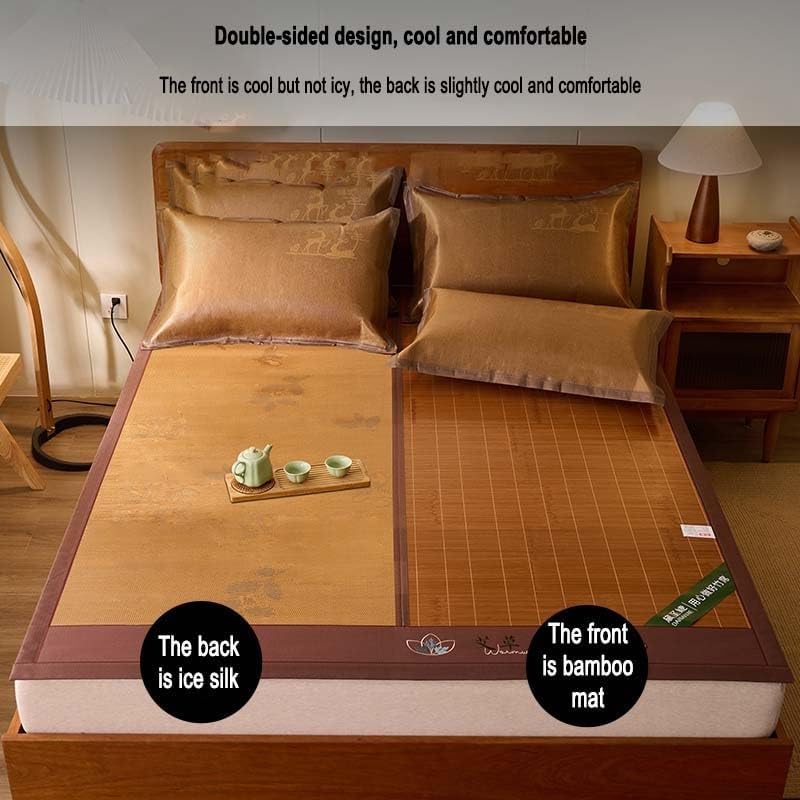 Summer sleeping mat bamboo,Double-Sided Cooling Bed Sheet Air Conditioning Mat,Folding Smooth Air Conditioning Mat for Bed,bamboo bed mat cooling summer sleeping mat,bamboo and rattan woven cooling ma