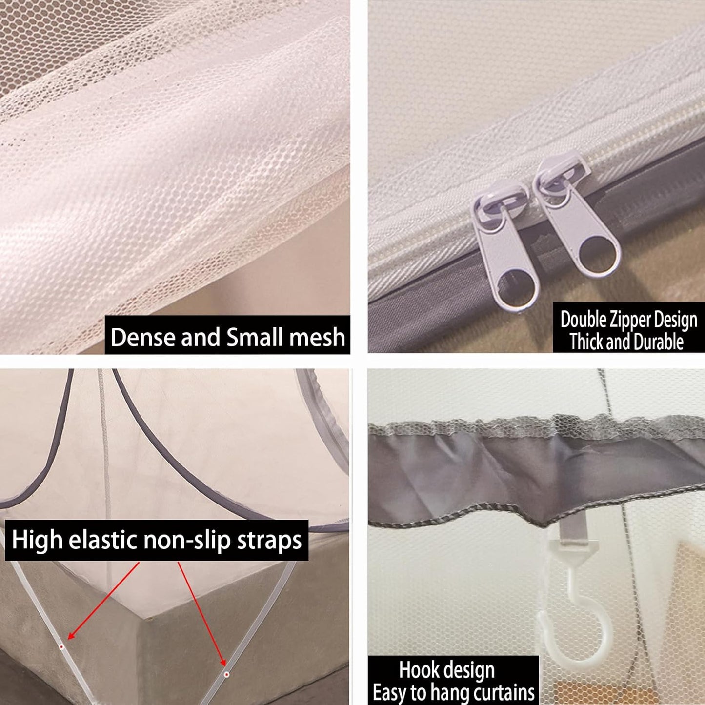 CMINGJ Mosquito Net for Bed, Portable pop up Mosquito Netting with Bottom, Free Installation-Suitable for Bedroom, Camping, Folding Portable Design for Baby Adults (Gray) L79 x W71 x H61