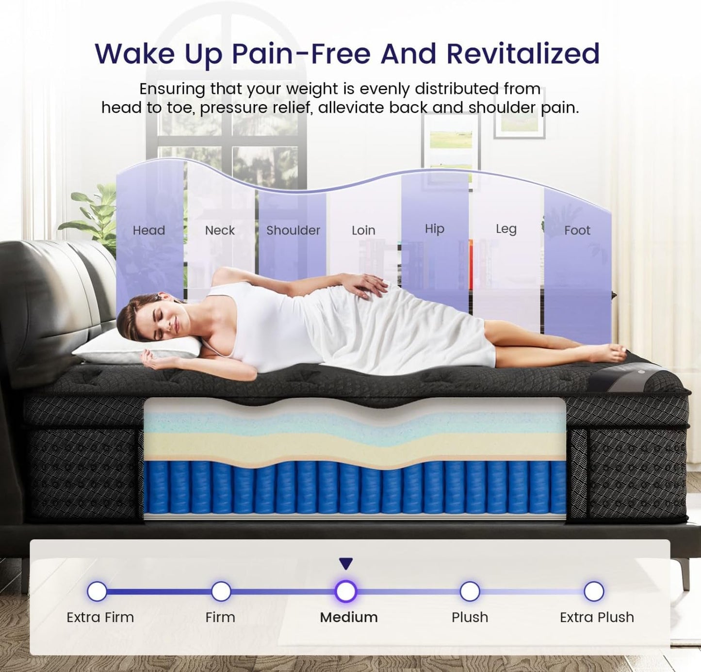 California King Mattress, 14 Inch Deluxe Hybrid Cal King Mattress in a Box, Medium Firm Mattresses With Gel Memory Foam & Pocket Spring, Pressure Relief, Cooling, Extra Edge Support [Upgraded Support]