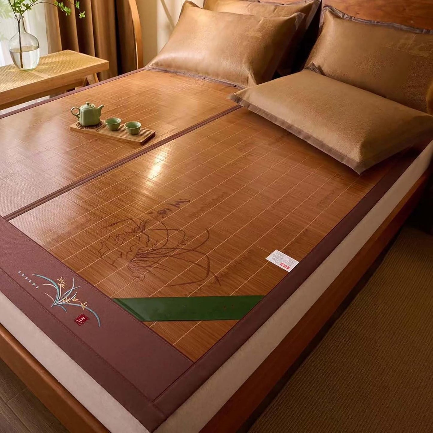 Summer sleeping mat bamboo,Double-Sided Cooling Bed Sheet Air Conditioning Mat,Folding Smooth Air Conditioning Mat for Bed,bamboo bed mat cooling summer sleeping mat,bamboo and rattan woven cooling ma