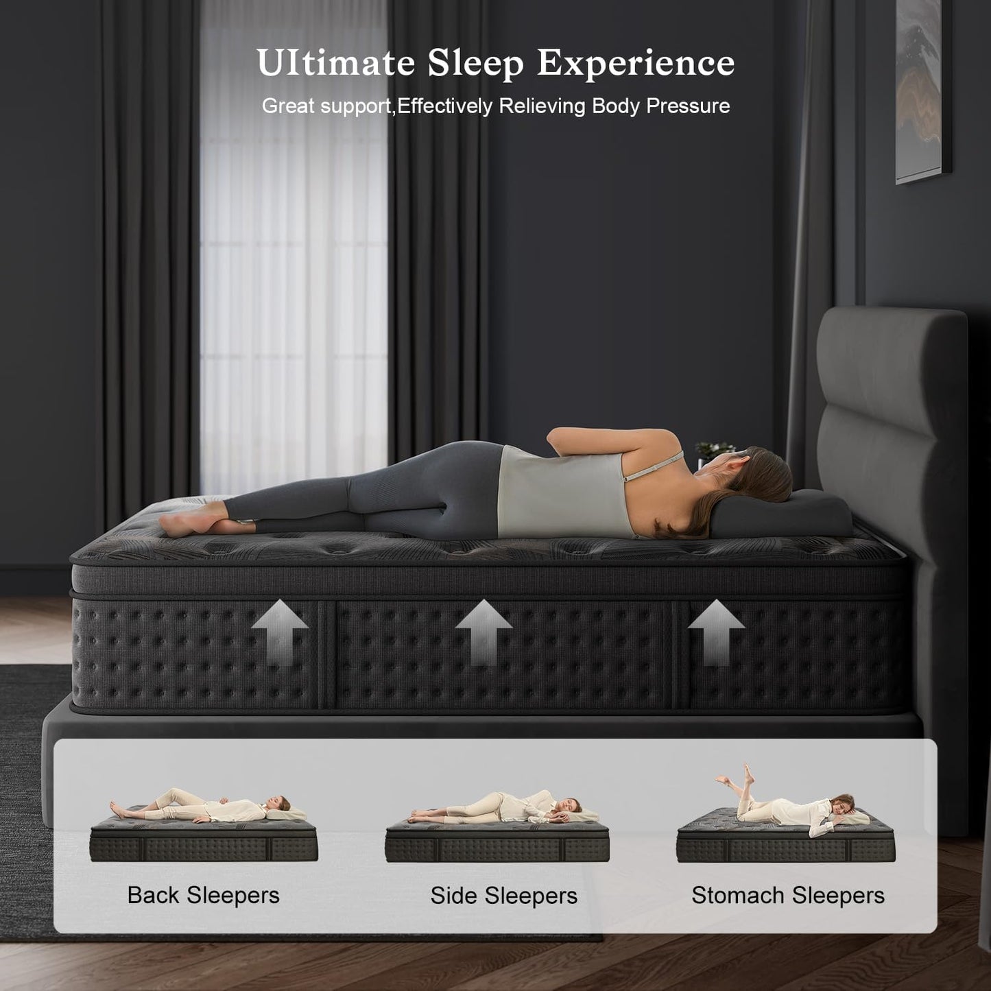 Full Size Mattress, 10 Inch Hybrid Mattress in a Box, Memory Foam and Individual Pocket Springs,Zoned Support,Fiberglass Free, Soft and Breathable.