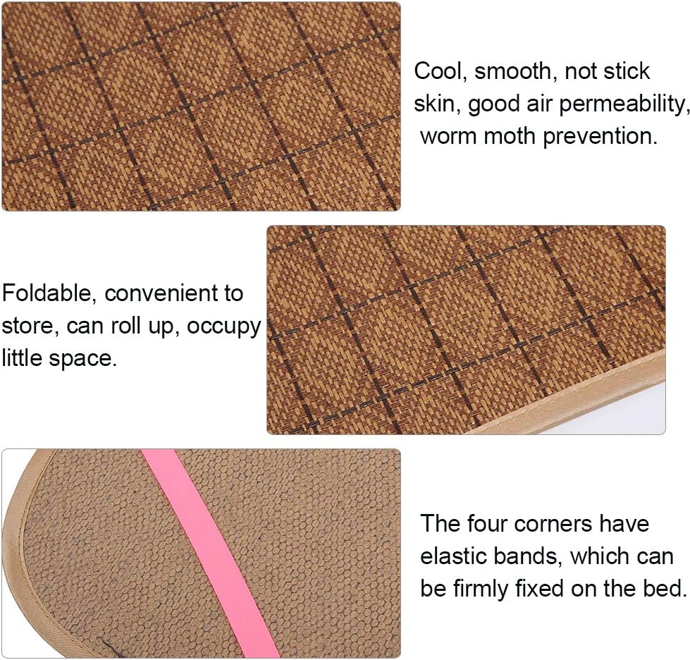 Summer Sleeping Mat, 195x80cm/76 8x31 5in Foldable Summer Bed Mat Cool Sleeping Mattress Cooling Bed, Mattress Topper Pad Rattan for Home School Dormitory