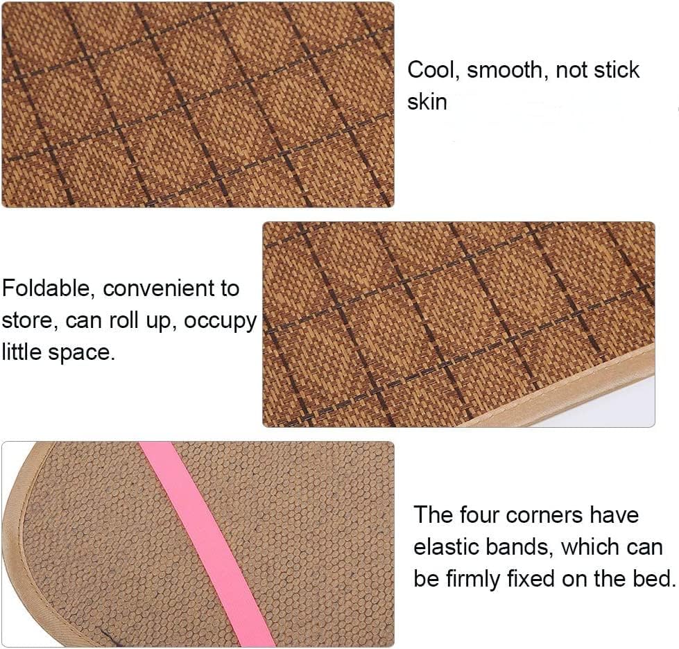 TOPINCN Summer Sleeping Mat Rattan Foldable Cool Pad Student Bed Cusion Cooling Mat for Home School Dormitory