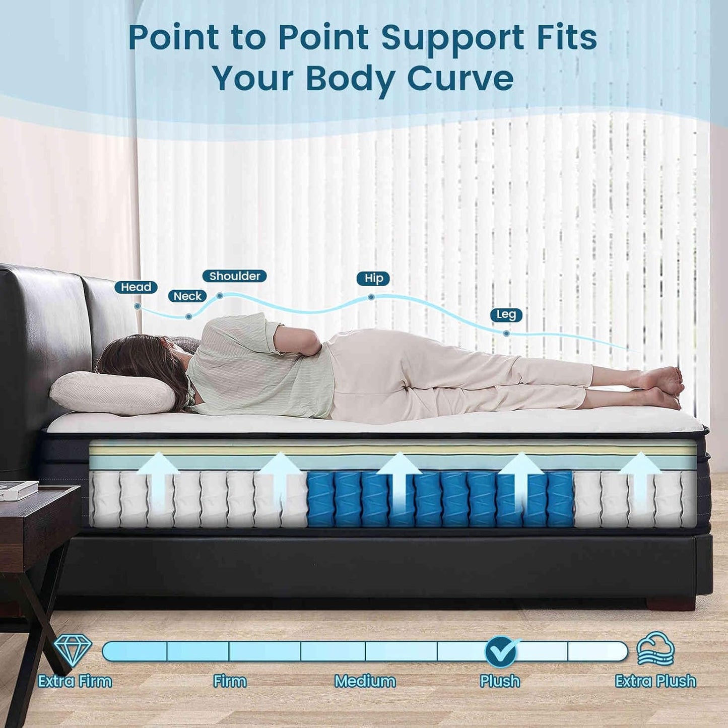 Queen Size Mattress, 12 Inch Hybrid Memory Foam Mattress in a Box with Pocket Springs for Motion Isolation Pressure Relief, CertiPUR-US, 100 Nights Trial