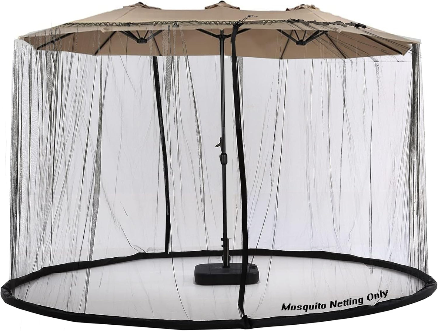Mosquito Neting for 15FT Double-Sided Patio Umbrella Sunbrella Neting Double Zipper Water Pipe Bottom Used and for Patio Gazebo pop up canopy10x10 Interchangeable (Black 15ft)
