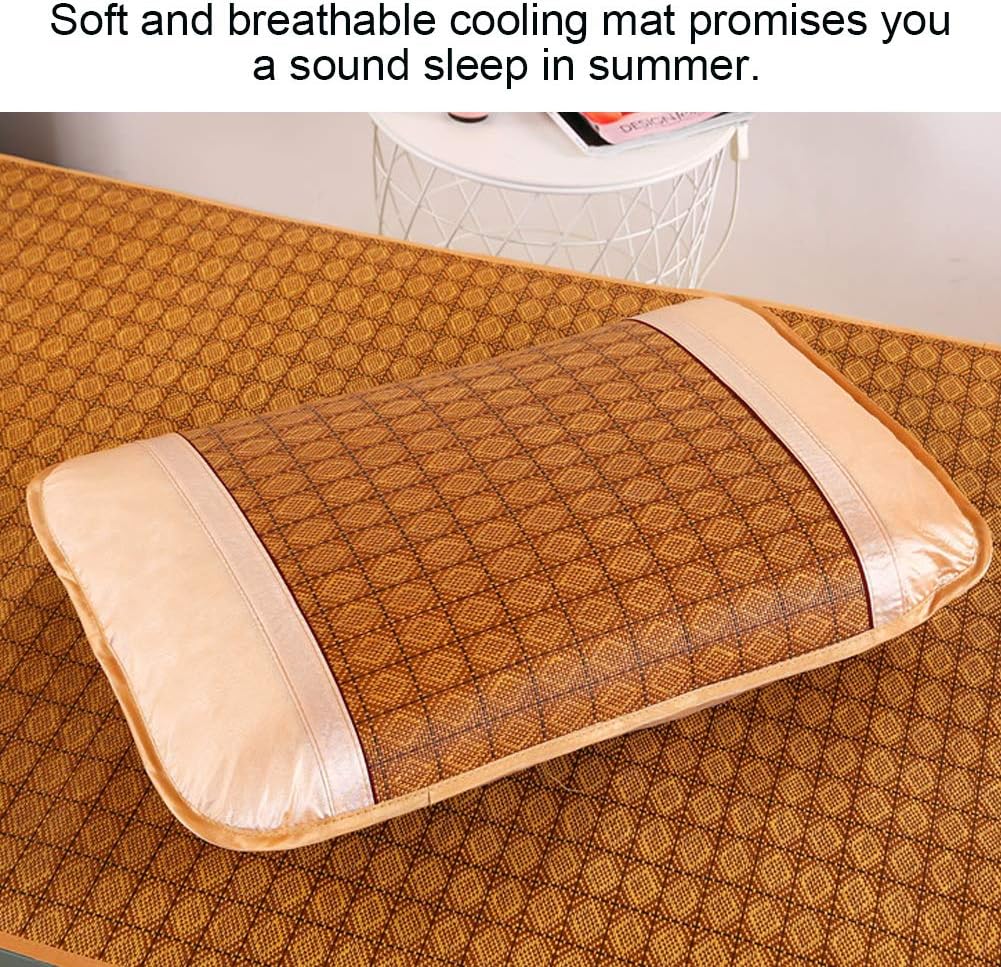 Yosoo Summer Mattress, Home Quick Cooling Textile Rattan Mat Grid Fitted Bed Sheet Set Summer Bed Cover, Size 195x80cm/76.8x31.5in
