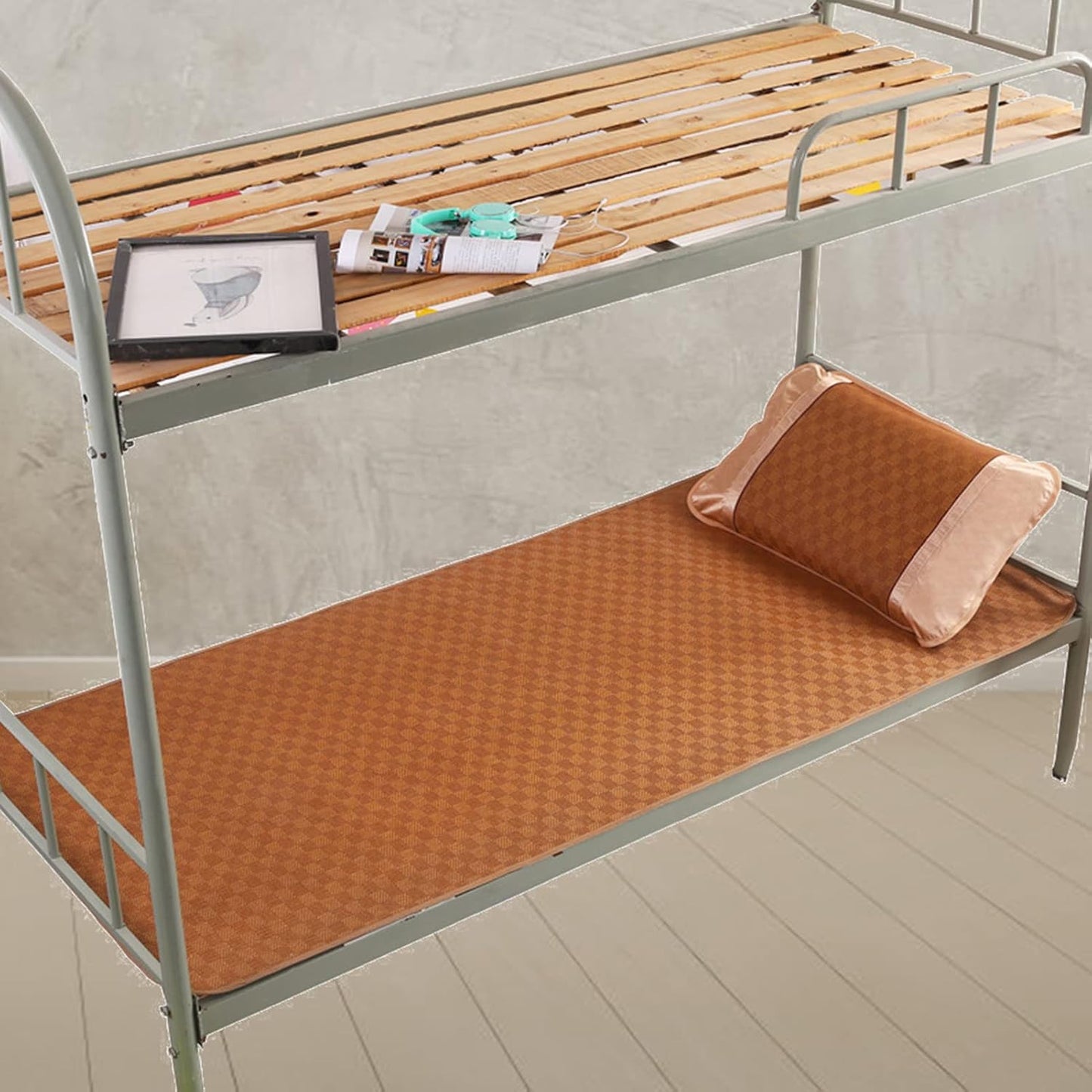 Summer Sleeping Mat Foldable Polyester Summer Mattress Rattan Cool Pad Cooling Sleeping Mat Cooling Bed Cusion for Home School Dormitory