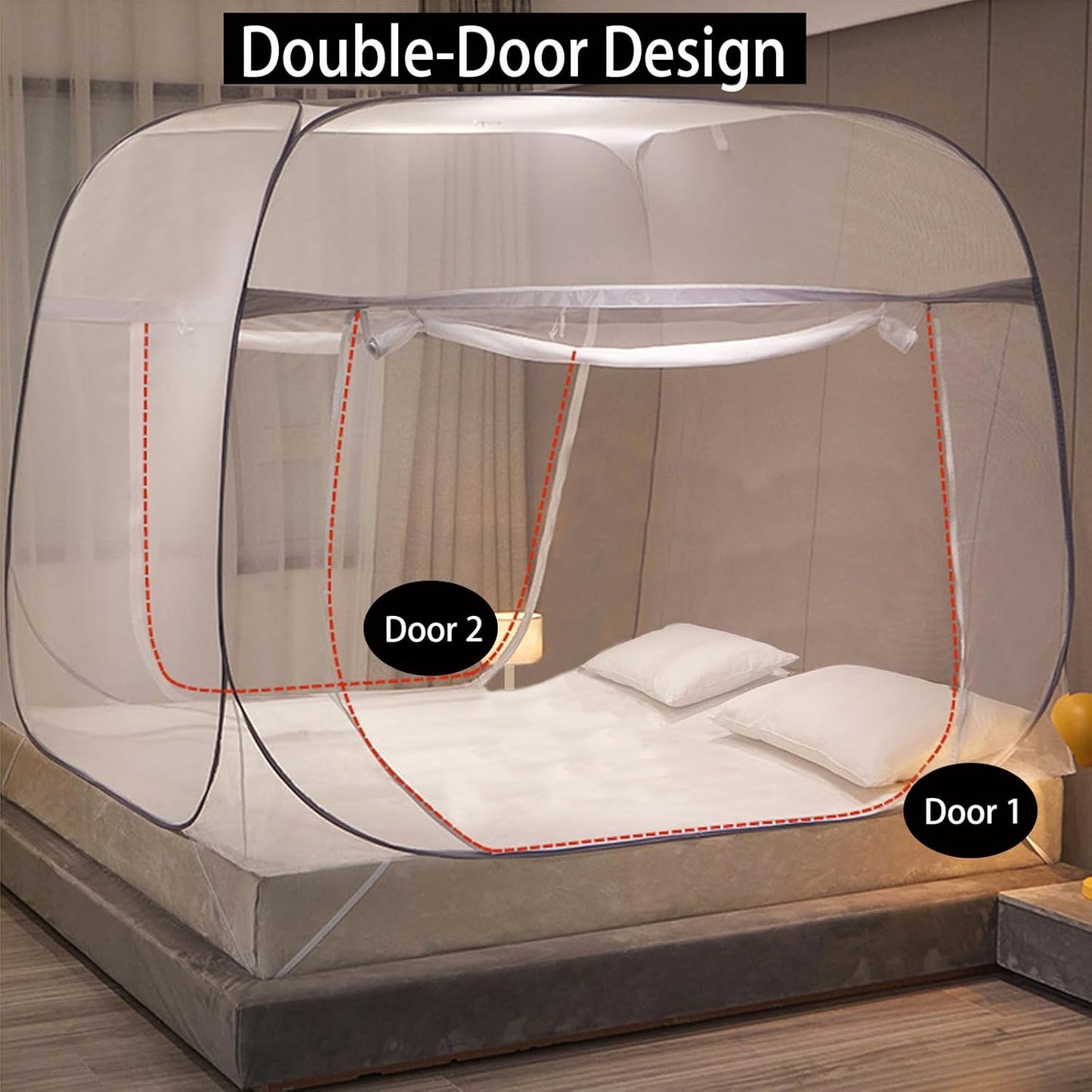 CMINGJ Mosquito Net for Bed, Portable pop up Mosquito Netting with Bottom, Free Installation-Suitable for Bedroom, Camping, Folding Portable Design for Baby Adults (Gray) L79 x W71 x H61
