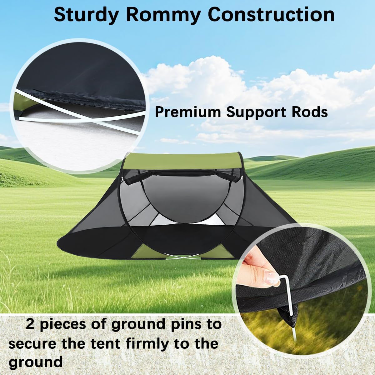 Akiky Pop Up Mosquito Tent for Camping,1 Person Camping Tent with Bug Screen Tent,Mosquito Net Foldable Portable for Adults Kids