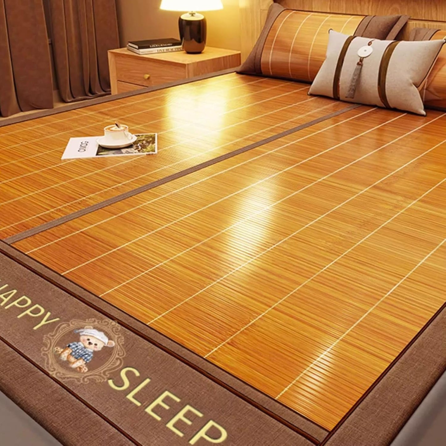 Summer Cooling Bamboo Mat, Foldable Double Sided Bamboo Mat for Bed, Double-Sided Cooling Bed Sheet Air Conditioning Mat, Smooth Breathable Bamboo Sleeping Mat, for Bedroom, Living Room(80X1