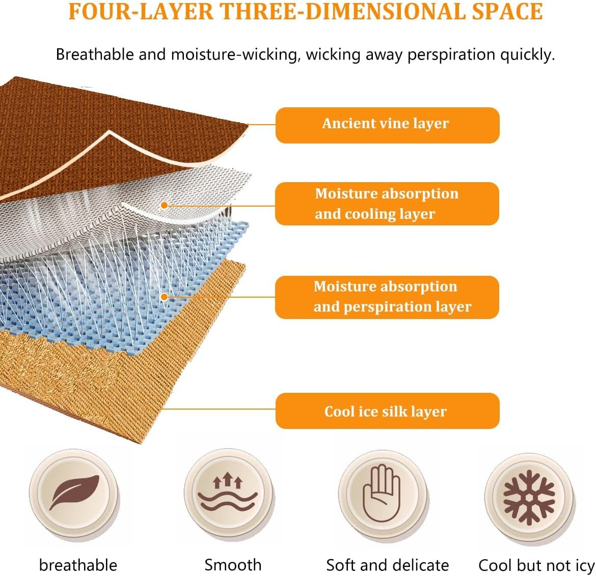 Rattan Summer Cooling Sleeping Mat with Ice Silk, Folding Smooth Air Conditioning Mat for Bed with Wormwood, Double-Sided Cooling Bed Sheet with Pillowcase Bedding for Home School Dormitory(Brown,90*1
