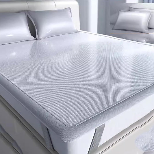 Cooling Pad for Sleeping Ice Silk Rattan Matting, Summer Sleeping Mat 3 Piece Set, Good Heat Conduction Mattress Topper Pad for Summer Hot Sleepers(Gris,150 * 200cm)