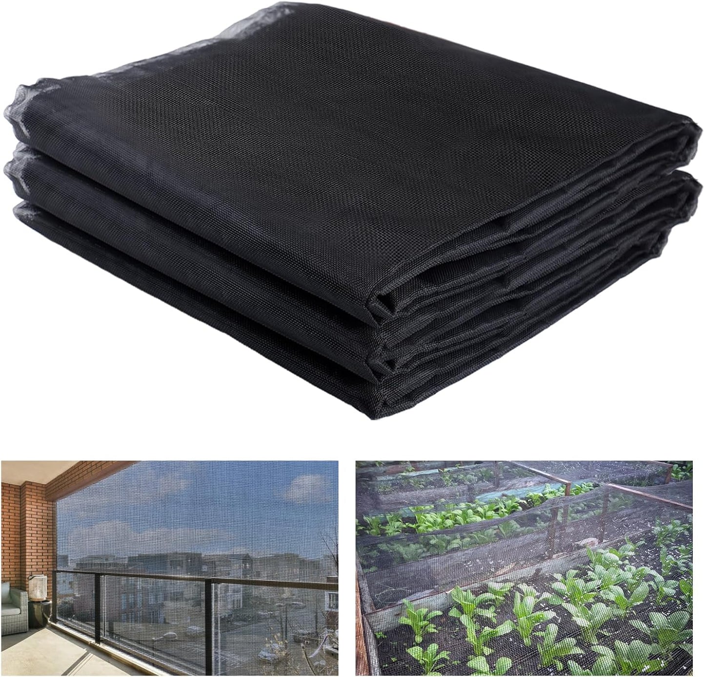 Stronger Garden Mesh Netting - 10 x 33 ft PPT Nano Bird Net Barrier, Mosquito Netting Screen for Outdoor Plants Vegetables Patios Balconies Terraces, Shading Rate 33% (Black)