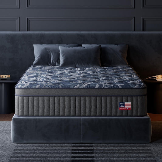 Queen Mattress, 10 Inch Cooling Gel Hybrid in a Box with Gel Memory Foam, Pain-Relieving Hybrid Mattress for Extra Lumbar & Hip Support,Individually Wrapped Pocket Coils,CertiPUR-US