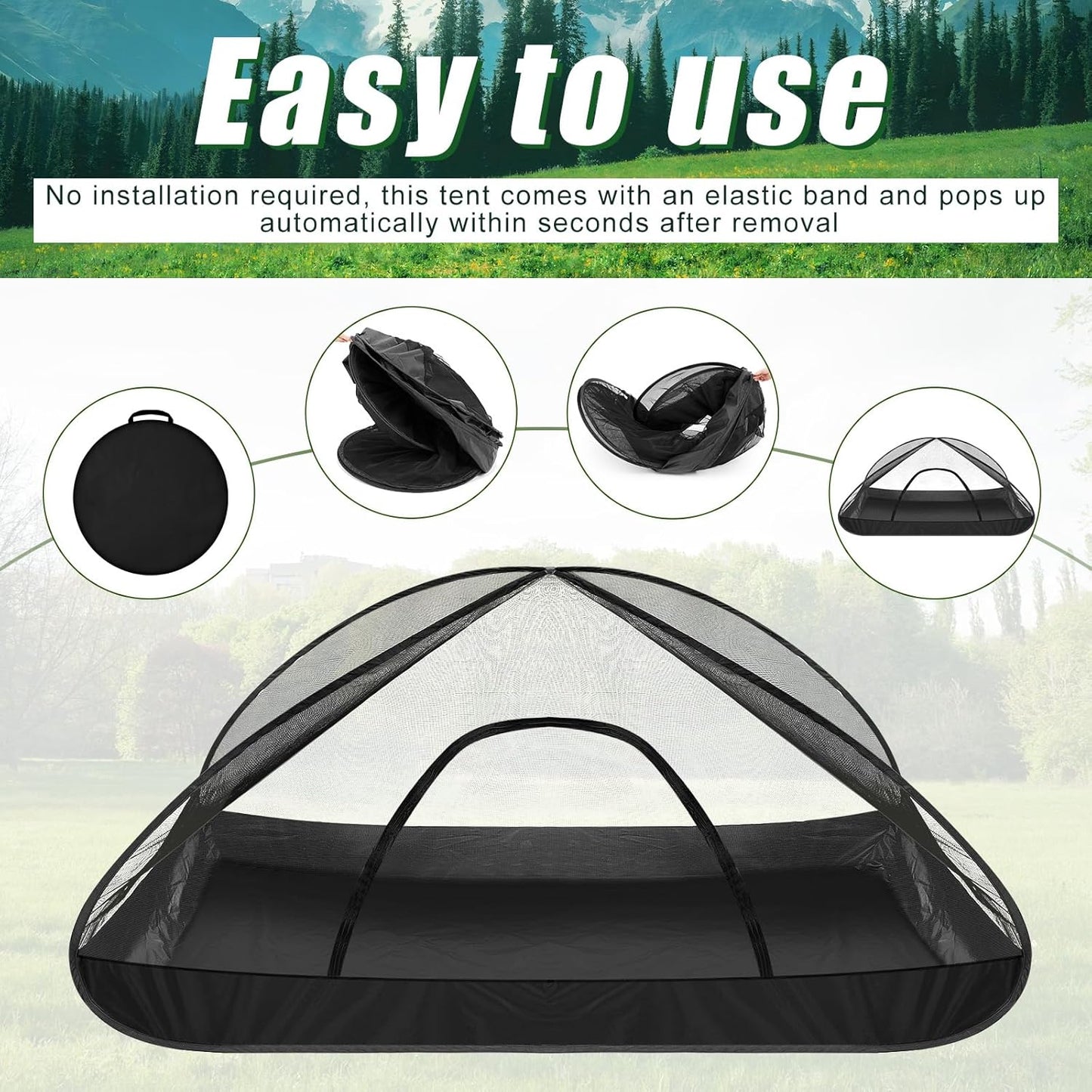 2 Pcs Pop up Mosquito Net Tent for Camping Outdoor 86. 6 x 39. 4 x 37. 4 Inch Foldable One Person Pop Tent Waterproof Freestanding Insect Bug Net for Summer Camps Camping Hiking Outdoor