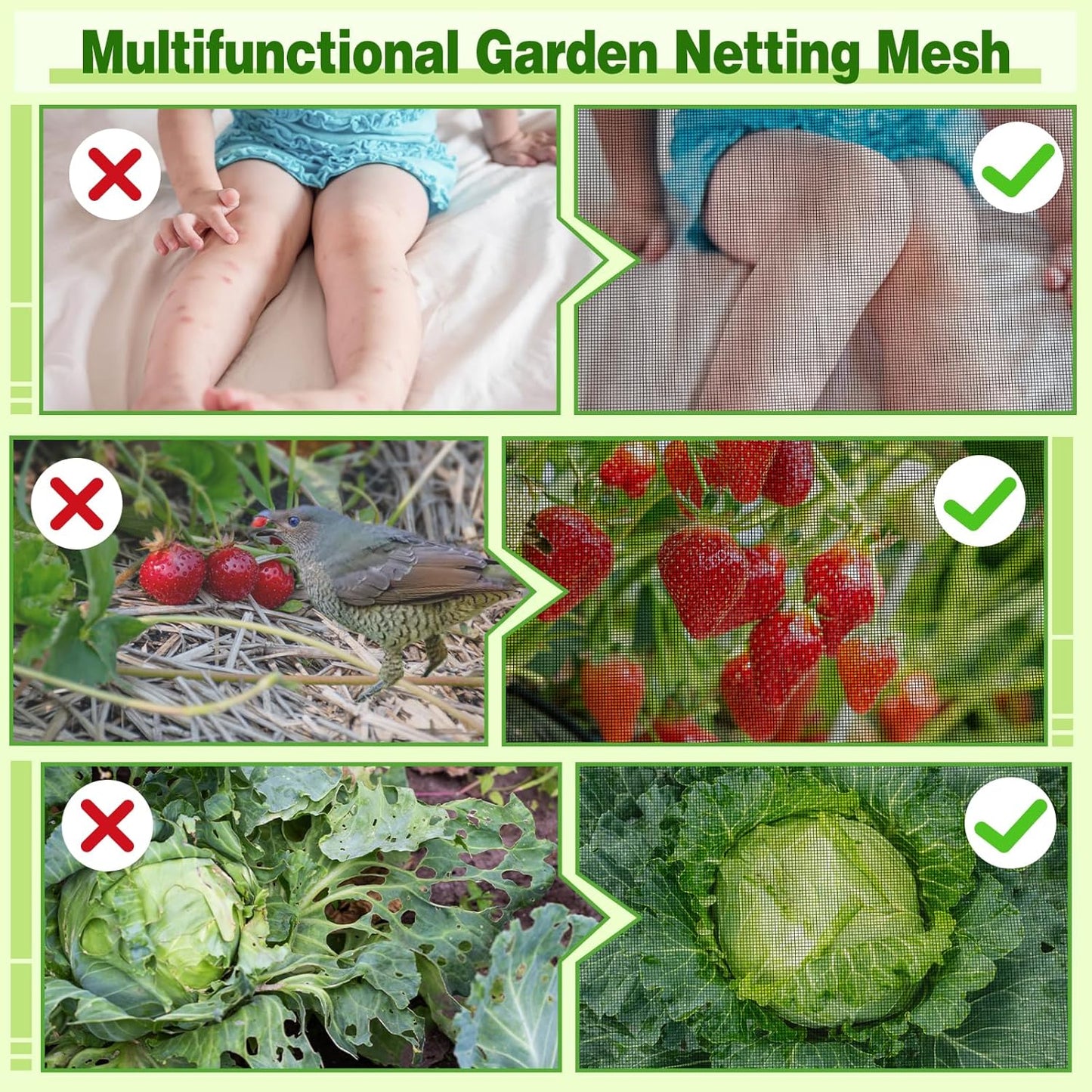 Stronger Garden Mesh Netting - 10 x 33 ft PPT Nano Bird Net Barrier, Mosquito Netting Screen for Outdoor Plants Vegetables Patios Balconies Terraces, Shading Rate 33% (Black)