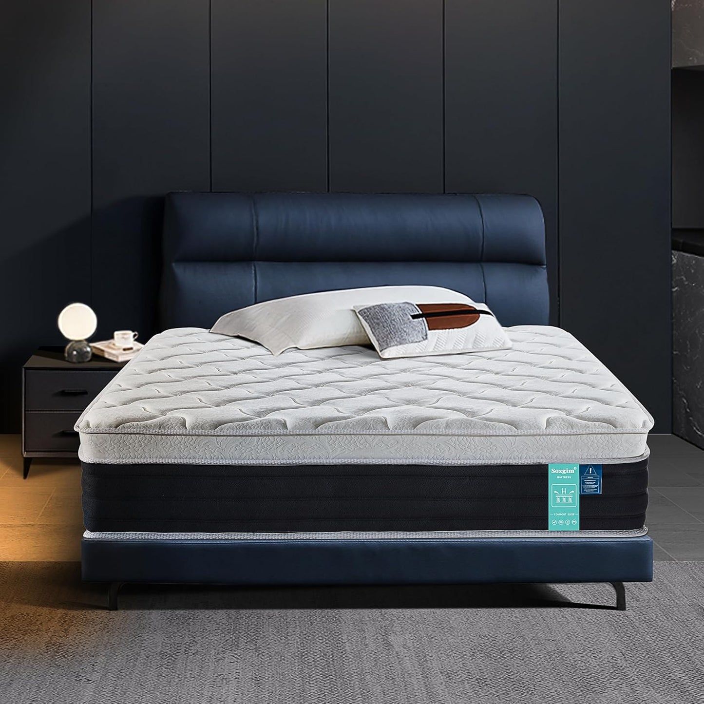 King Mattress 12 inch King Size Mattress 80"*76"*12" Healthy Material Soft Comfortable Breathable Four-Sided Reinforcement Quiet Easy to Clean Vacuum Packed